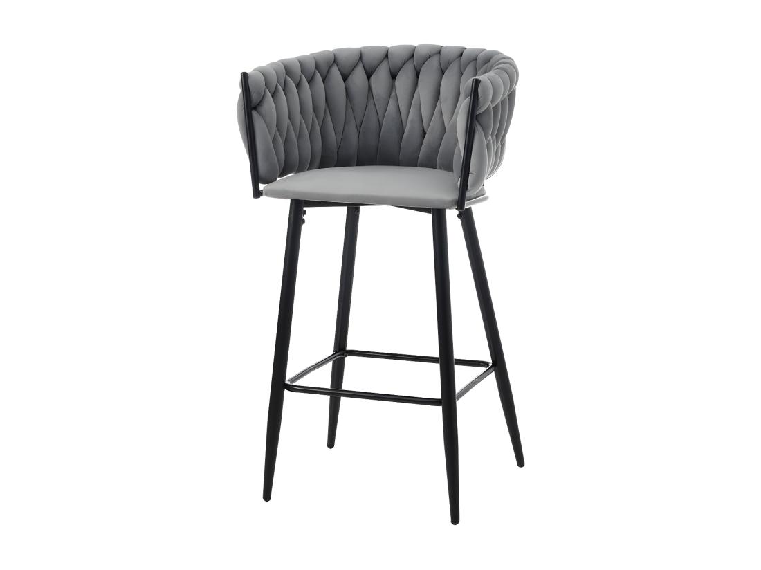 vente unique Lot de 2 Tabourets de bar - tissu en velours - pieds en métal - Gris
