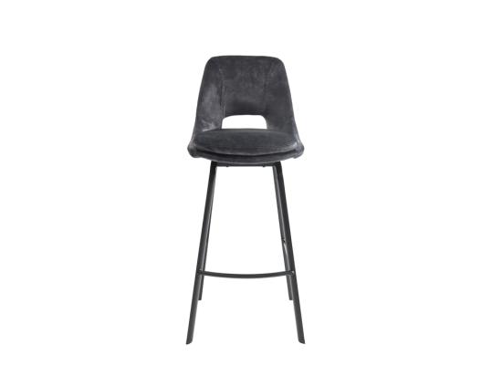 Vente Unique Lot De 2 Tabourets De Bar - Velours Et Métal - Anthracite - KELINE De Maison Céphy