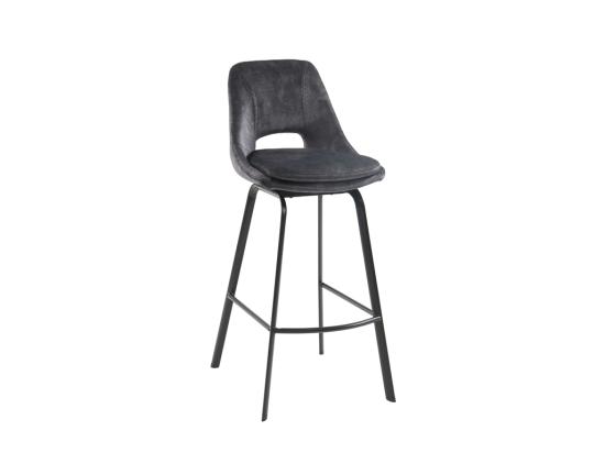 Vente Unique Lot De 2 Tabourets De Bar - Velours Et Métal - Anthracite - KELINE De Maison Céphy