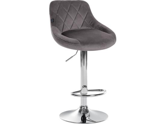 Vente Unique Lot De 2 Tabourets De Bar - Velours & Métal - Gris - Lazio