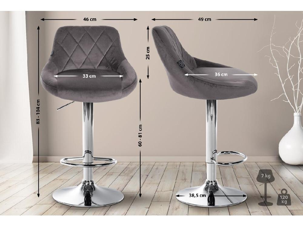 Vente Unique Lot De 2 Tabourets De Bar - Velours & Métal - Gris - Lazio