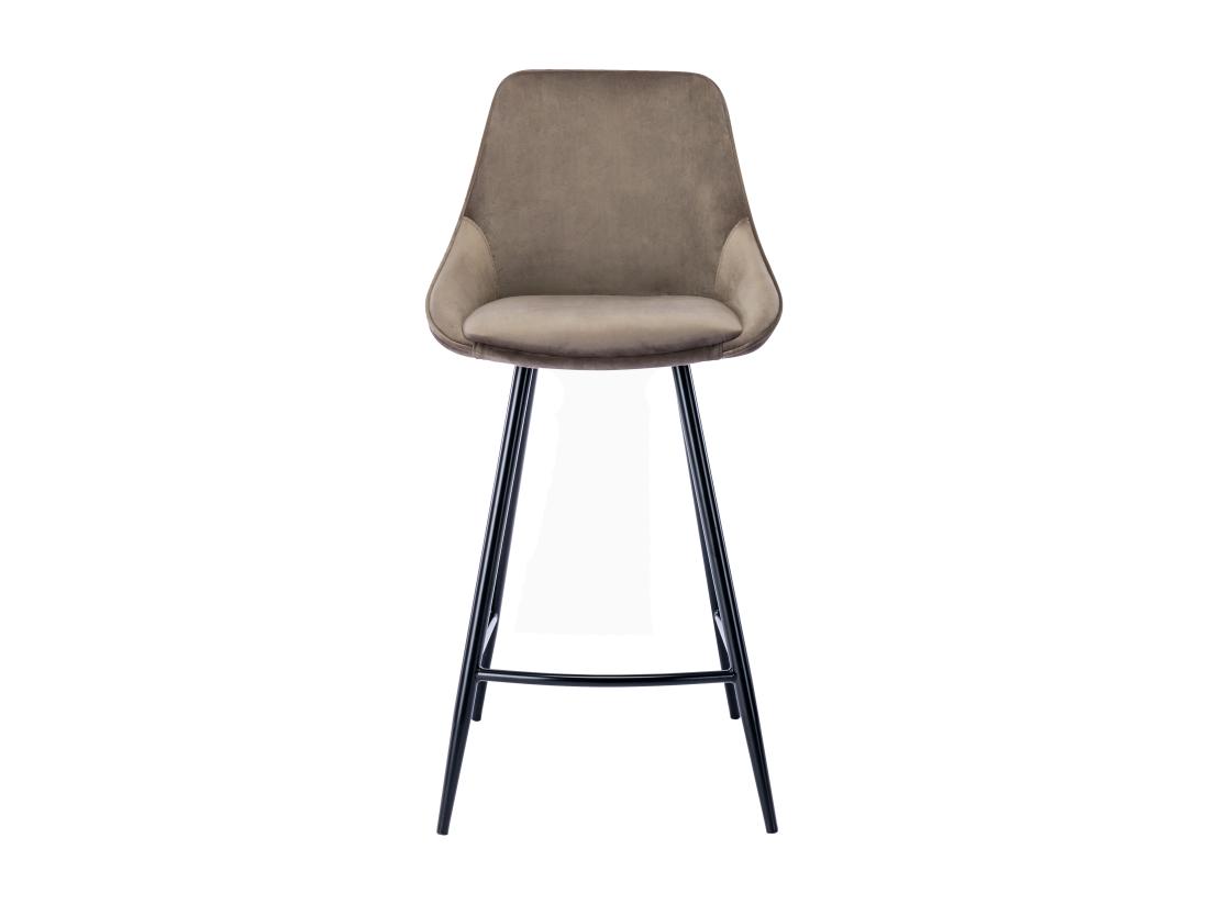 Vente Unique Lot De 2 Tabourets De Bar - Velours - Taupe - MASURIE