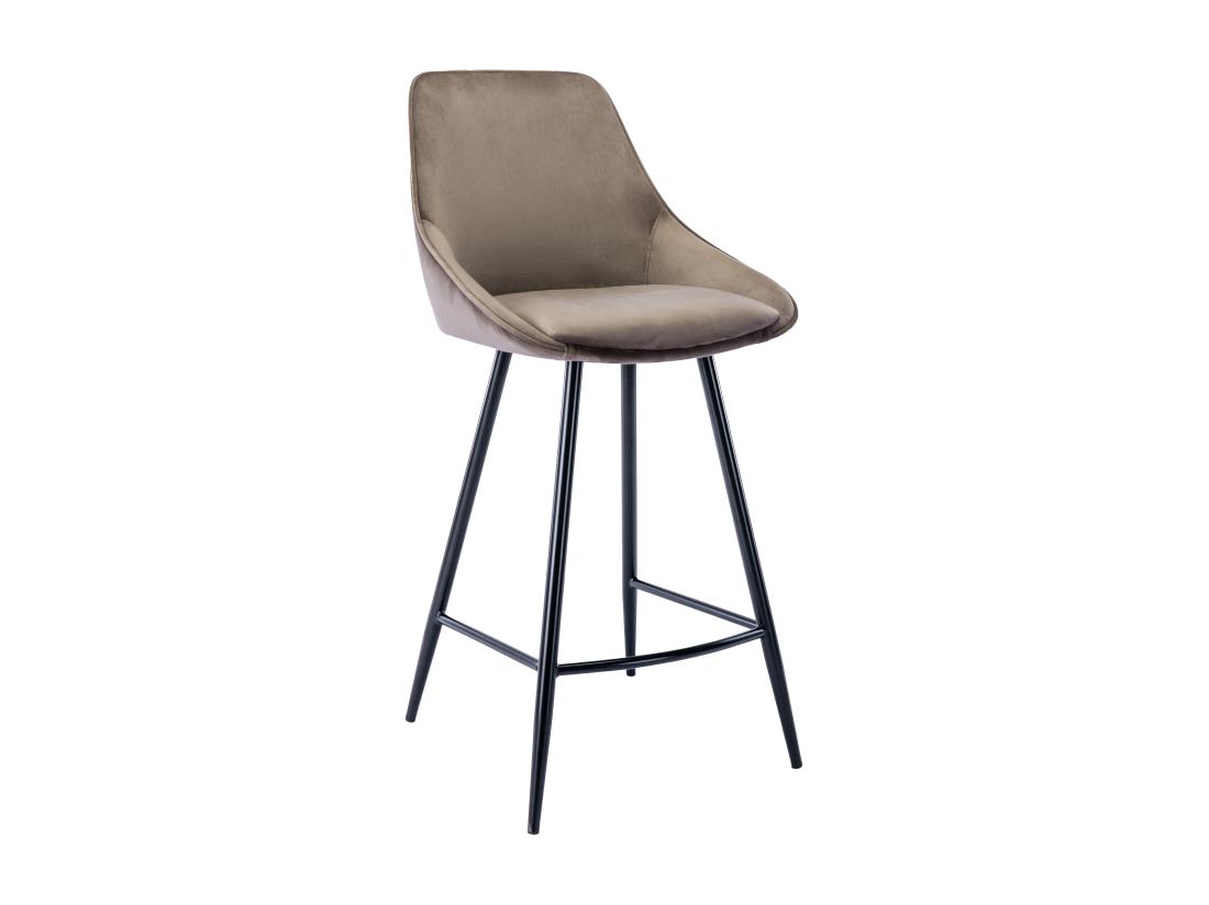 Vente Unique Lot De 2 Tabourets De Bar - Velours - Taupe - MASURIE