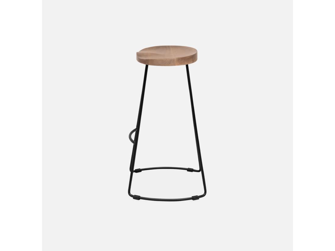 Vente Unique Lot De 2 Tabourets De Bars Bois De Manguier Naturel Et Acier. Avec Repose Pieds. 65cm