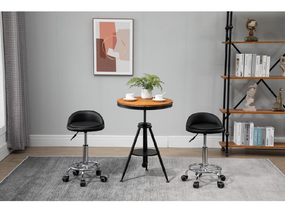 vente unique Lot de 2 tabourets de travail massage réglables - dossier ergonomique - acier chromé PU noir