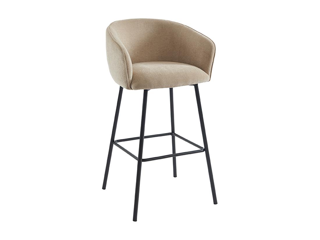 Vente Unique Lot De 2 Tabourets En Tissu Et Métal Noir - Beige - LAZONI De Pascal Morabito