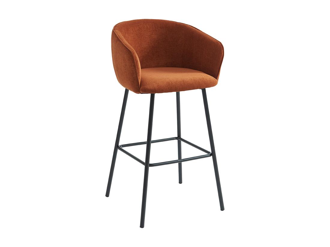 Vente Unique Lot De 2 Tabourets En Tissu Et Métal Noir - Terracotta - LAZONI De Pascal Morabito