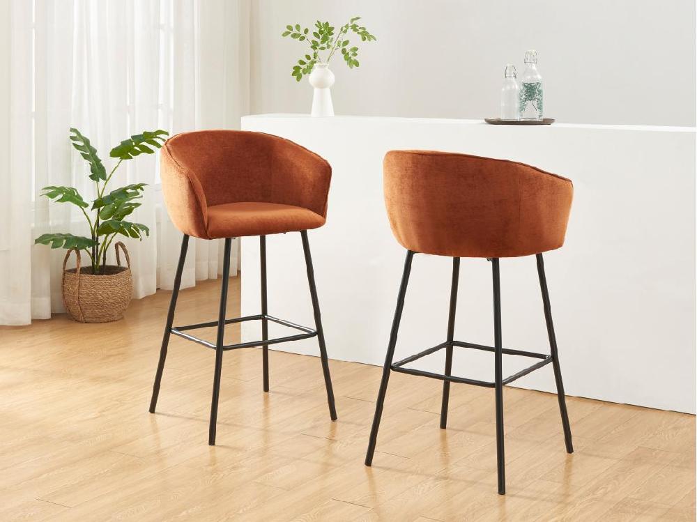 vente unique Lot de 2 tabourets en tissu et métal noir - Terracotta - LAZONI de Pascal Morabito