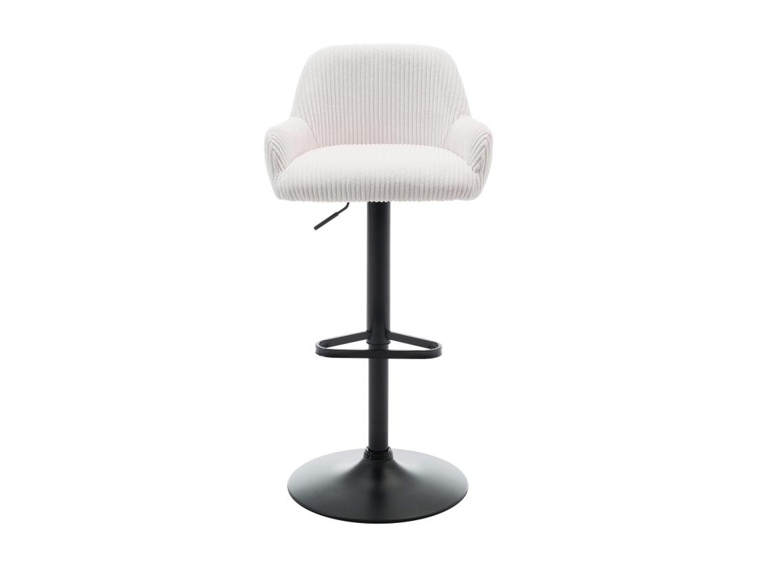 Vente Unique Lot De 2 Tabourets En Velours Côtelé Et Métal Noir - Hauteur Réglable - Crème - LILIYA