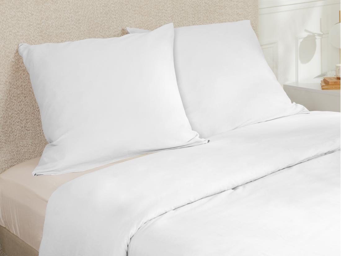 vente unique Lot de 2 taies d'oreiller en satin 108 fils/cm² - 63 x 63 cm - Blanc - TALORA de PALACIO