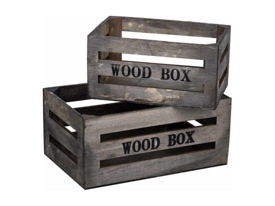 Vente Unique Lot De 2 Tiroirs En Bois Gris 20x13x09-16x11x08h Cm