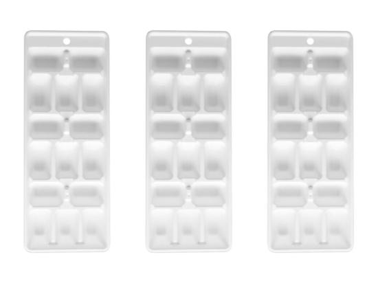 vente unique Lot de 3 bacs à glaçons de 15 glaçons en plastique blanc Fackelmann