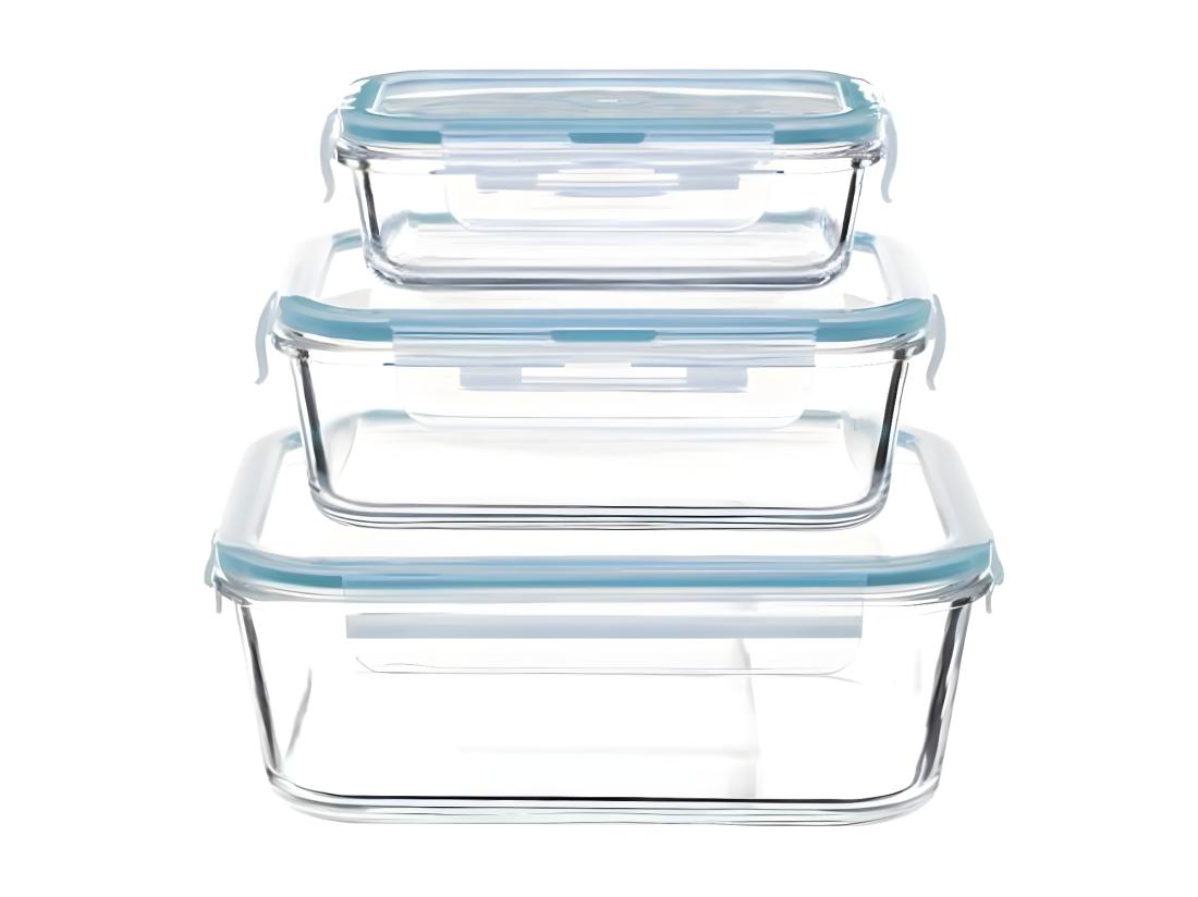 vente unique Lot de 3 Boîtes de Conservation "Clipeat" 18cm Bleu