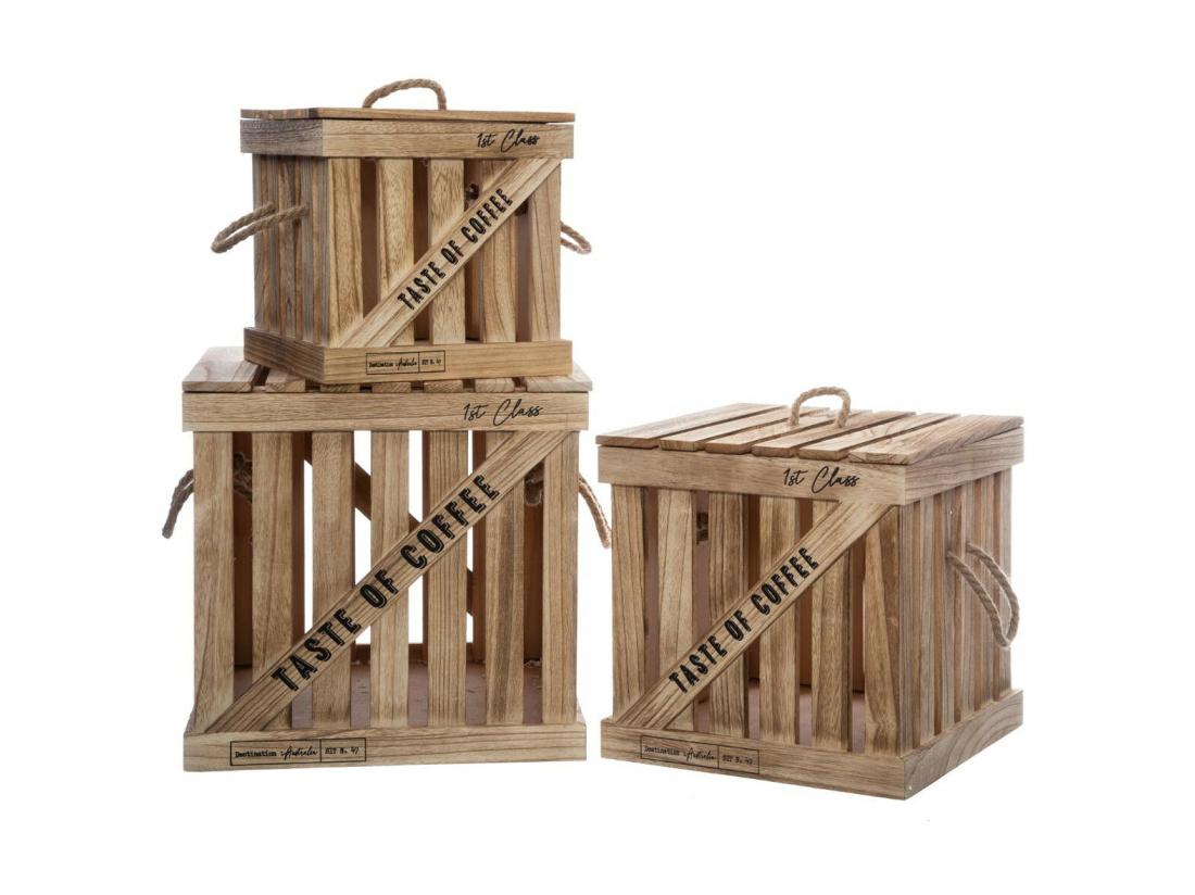 Vente Unique Lot De 3 Boites De Rangement En Bois De Paulownia