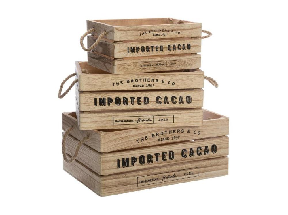 vente unique Lot de 3 Cagettes en Bois "Brothers" 35cm Naturel