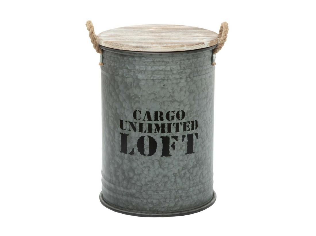 Vente Unique Lot De 3 Coffres Bidon En Métal Gris Alu Loft Rétro Factory