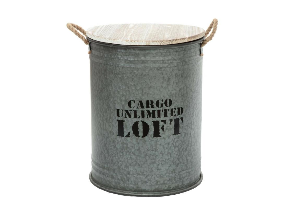 Vente Unique Lot De 3 Coffres Bidon En Métal Gris Alu Loft Rétro Factory