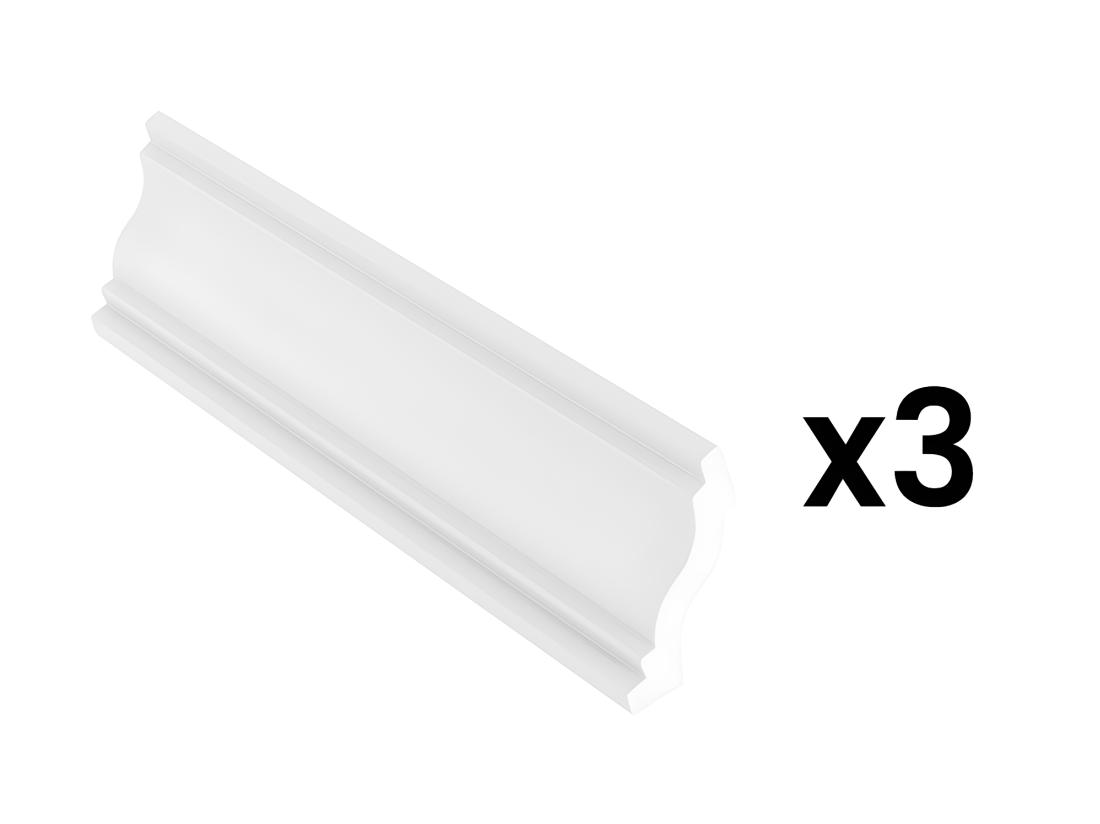 Vente Unique Lot De 3 Corniches Plafond En Polystyrène L290 X L1.4 X H6 Cm Blanc - TOSCRIA