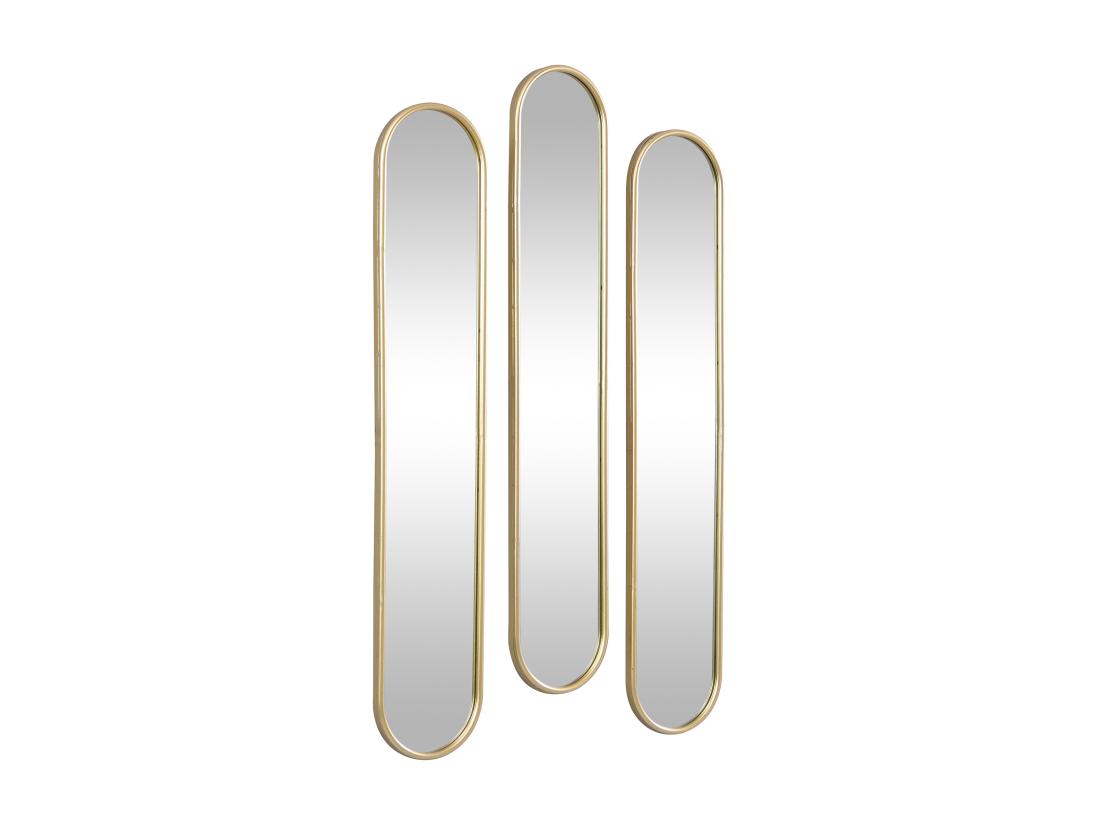 Vente Unique Lot De 3 Miroirs Ovales En Métal - L.23 X H.120 Cm - Doré - JAYLEN