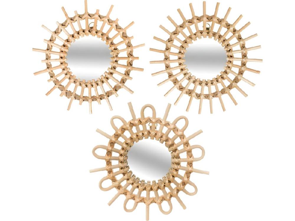 Vente Unique Lot De 3 Miroirs Soleil En Rotin D 28 Cm