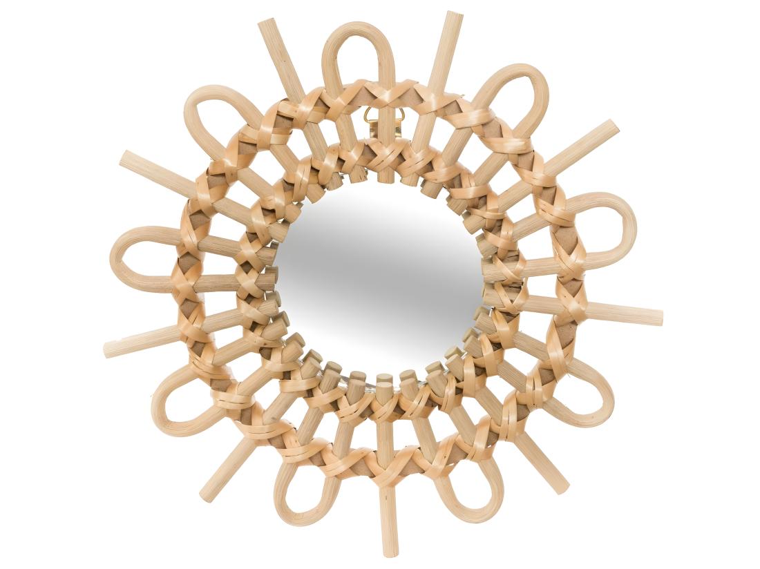 vente unique Lot de 3 Miroirs Soleil en Rotin D 28 cm