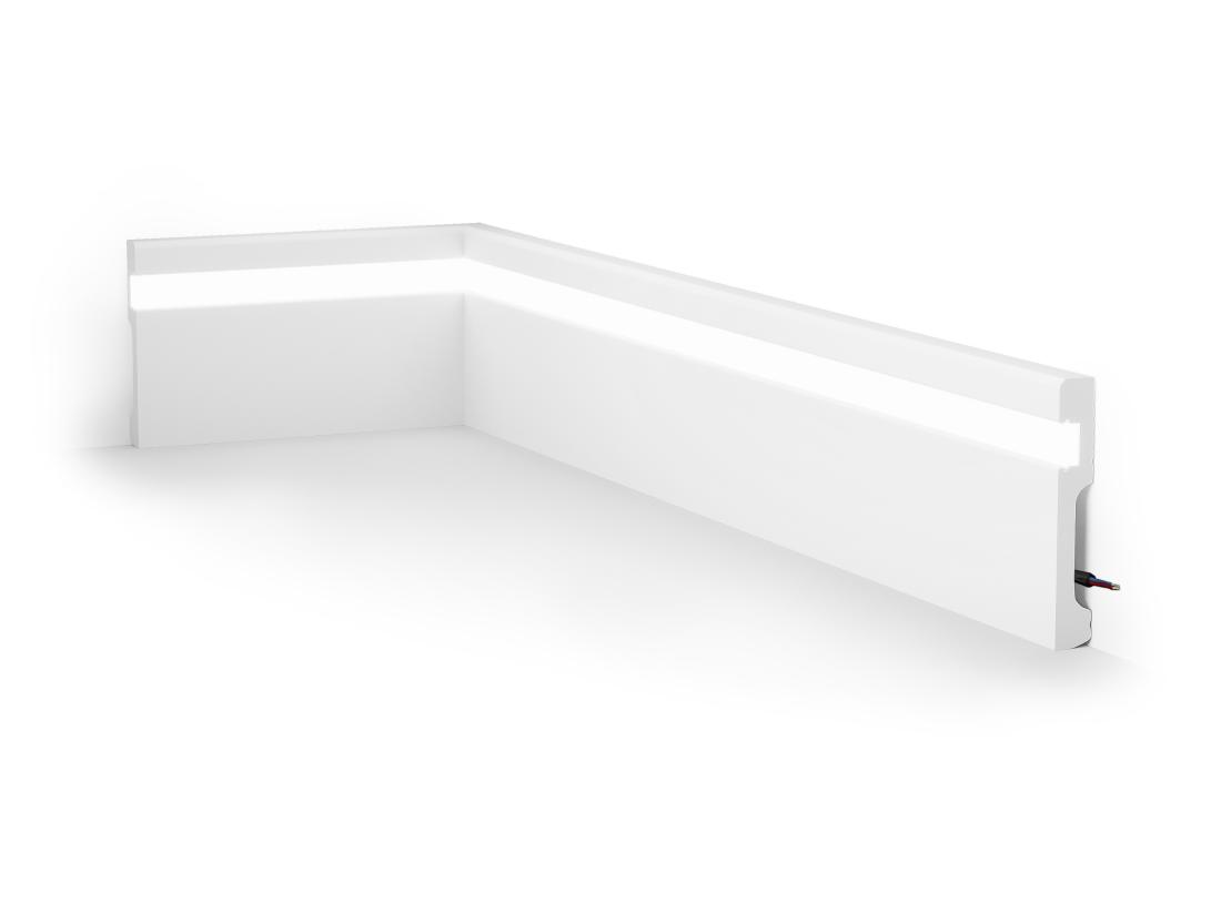 Vente Unique Lot De 3 Plinthes En Polystyrène L290 X L1.8 X H12 Cm Blanc - ATENO