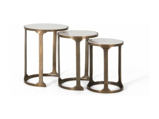 vente unique Lot de 3 sellettes marbre Fer-Marbre Or - Décoration d'Autrefois
