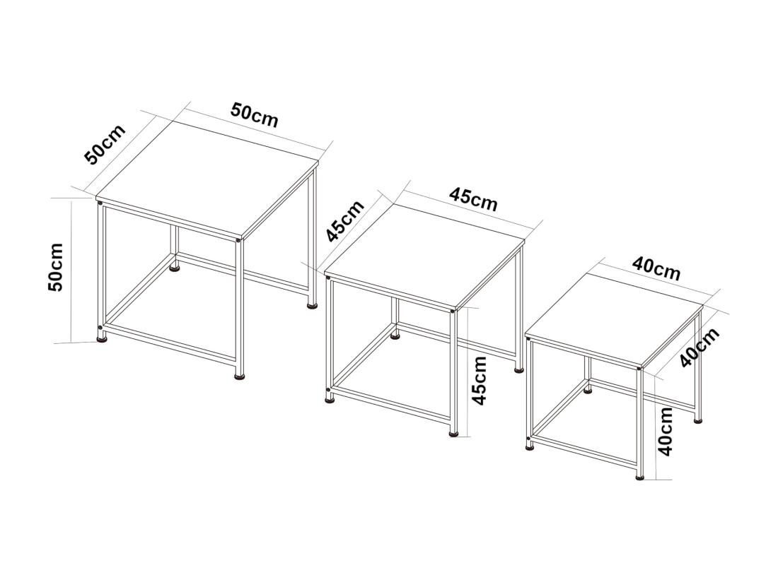 Vente Unique Lot De 3 Tables Basses Gigognes Trollhättan Noir Effet Marbre Blanc [en.casa]