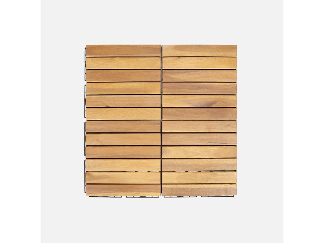 Vente Unique Lot De 36 Dalles De Terrasses 30x30cm En Bois D'acacia. Motif Linéaire. à Lattes. Clipsables