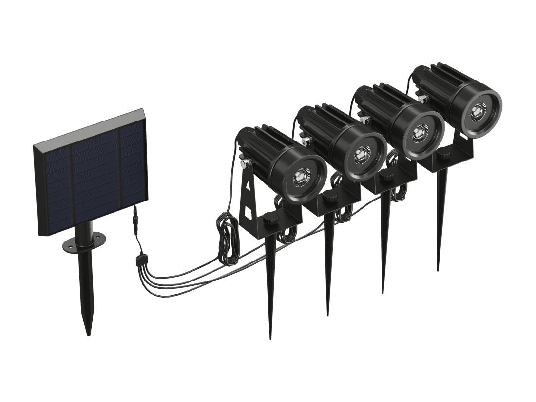 Vente Unique Lot De 4 Balises Solaires à Planter - Panneau Déporté - 80 Lumens - Noir - DRAGOR