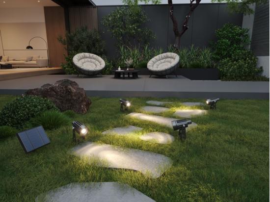 vente unique Lot de 4 balises solaires à planter - Panneau déporté - 80 lumens - Noir - DRAGOR