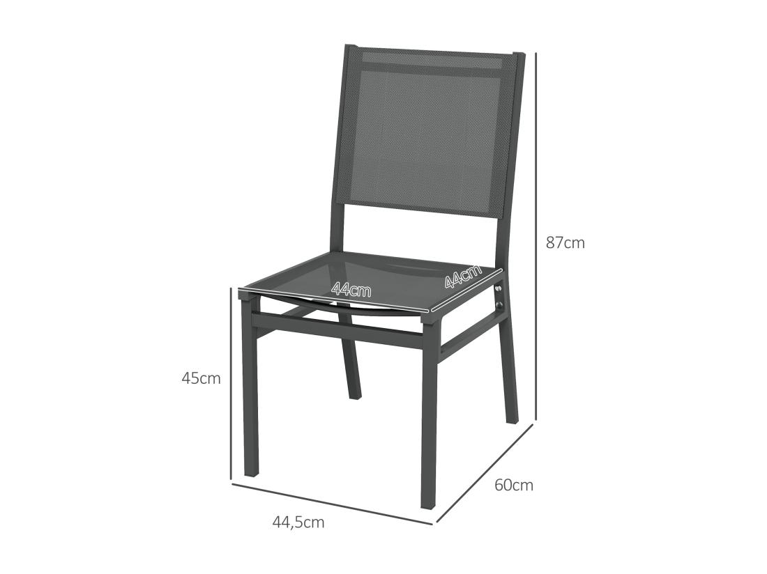 Vente Unique Lot De 4 Chaises De Jardin Alu Textilène Gris