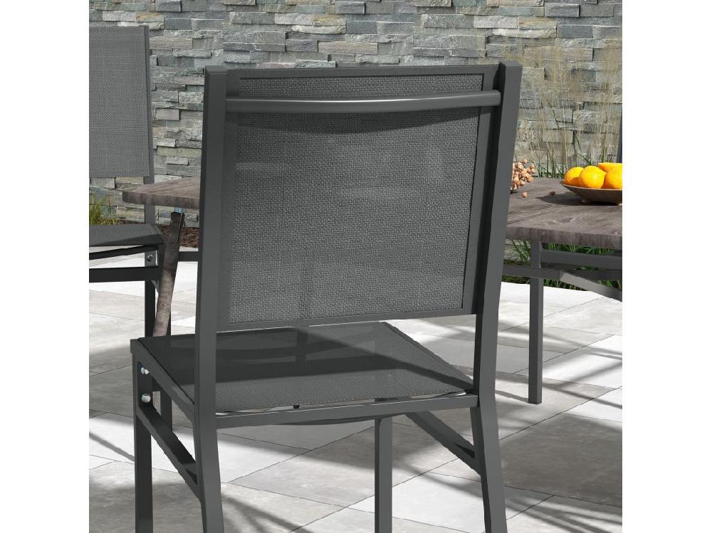 Vente Unique Lot De 4 Chaises De Jardin Alu Textilène Gris