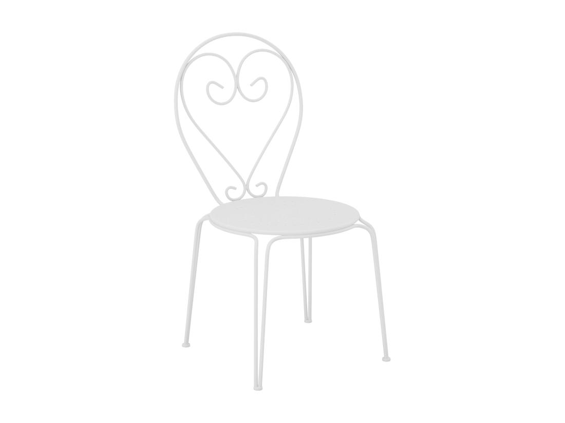 Vente Unique Lot De 4 Chaises De Jardin Empilables En Métal Façon Fer Forgé - Blanc - GUERMANTES De MYLIA