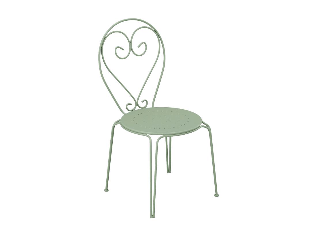 Vente Unique Lot De 4 Chaises De Jardin Empilables En Métal Façon Fer Forgé - Vert Amande - GUERMANTES De MYLIA