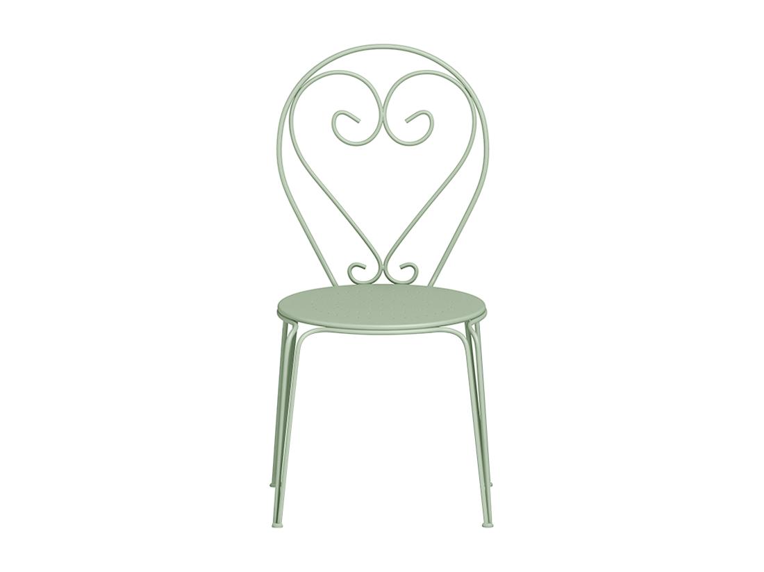 Vente Unique Lot De 4 Chaises De Jardin Empilables En Métal Façon Fer Forgé - Vert Amande - GUERMANTES De MYLIA