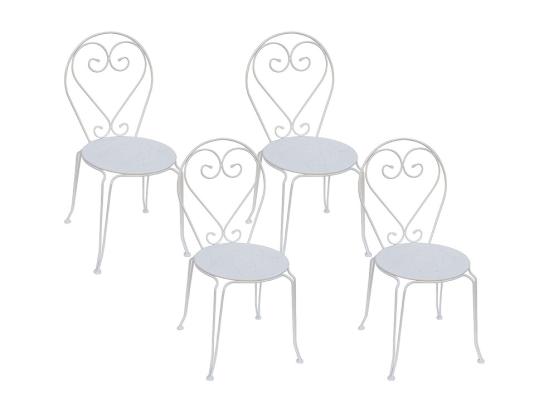 vente unique Lot de 4 chaises de jardin empilables en métal façon fer forgé - blanc - GUERMANTES de MYLIA