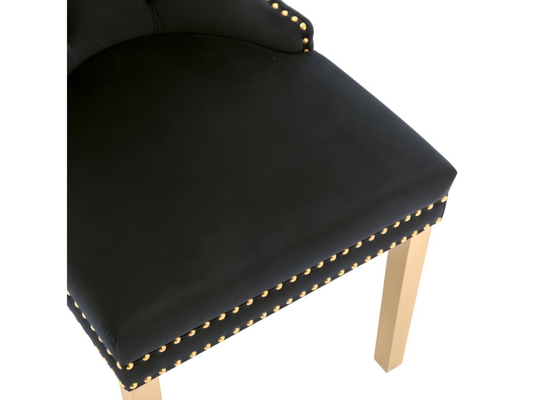 Vente Unique Lot De 4 Chaises En Velours Avec Pieds Métallique - Noir