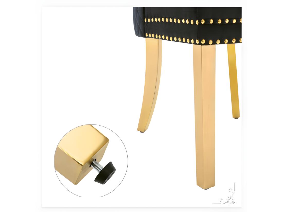 Vente Unique Lot De 4 Chaises En Velours Avec Pieds Métallique - Noir