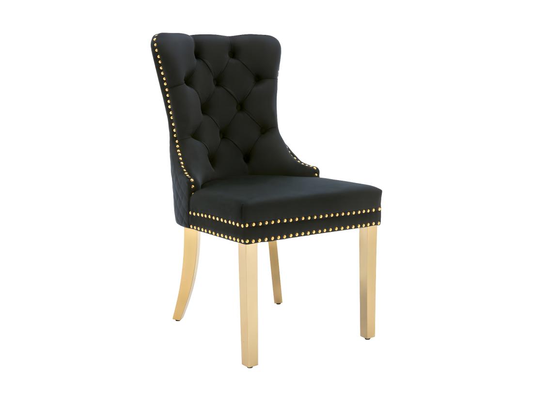 vente unique Lot de 4 chaises en velours avec pieds métallique - Noir