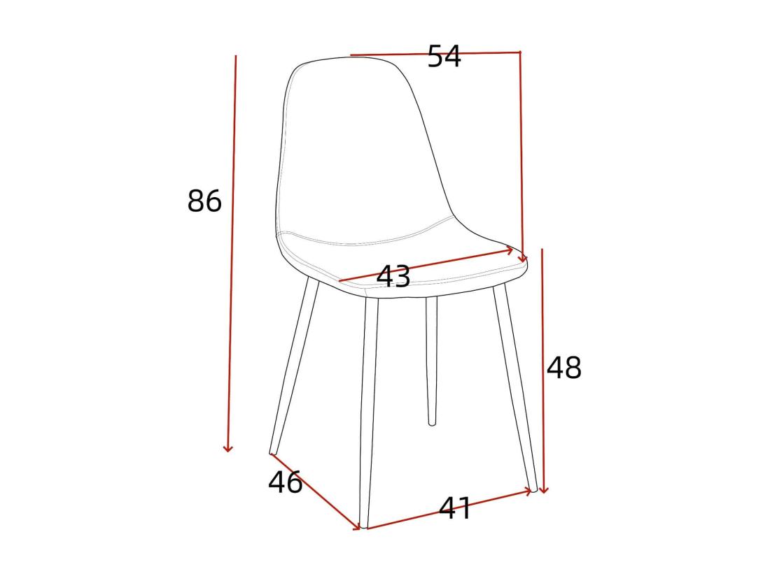 Vente Unique Lot De 4 Chaises Scandinaves Confortables En Velours Et Métal - Noir