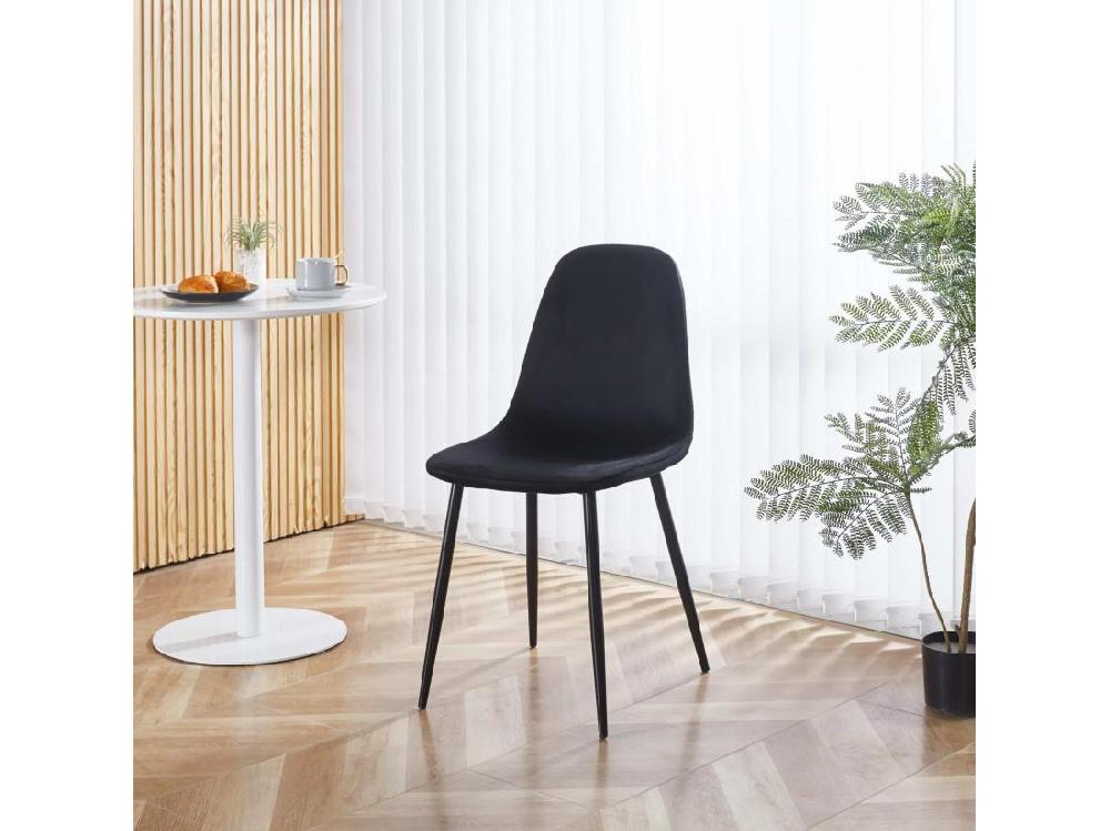 Vente Unique Lot De 4 Chaises Scandinaves Confortables En Velours Et Métal - Noir