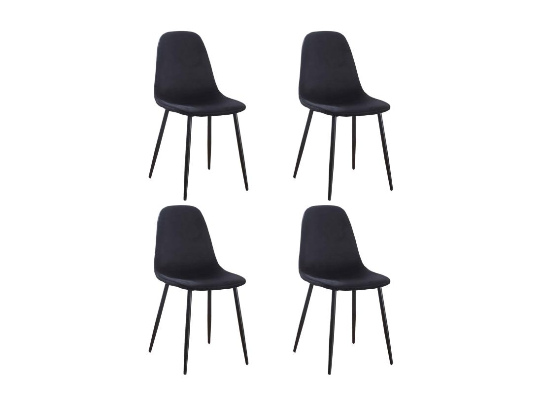 vente unique Lot de 4 chaises scandinaves confortables en velours et métal - Noir