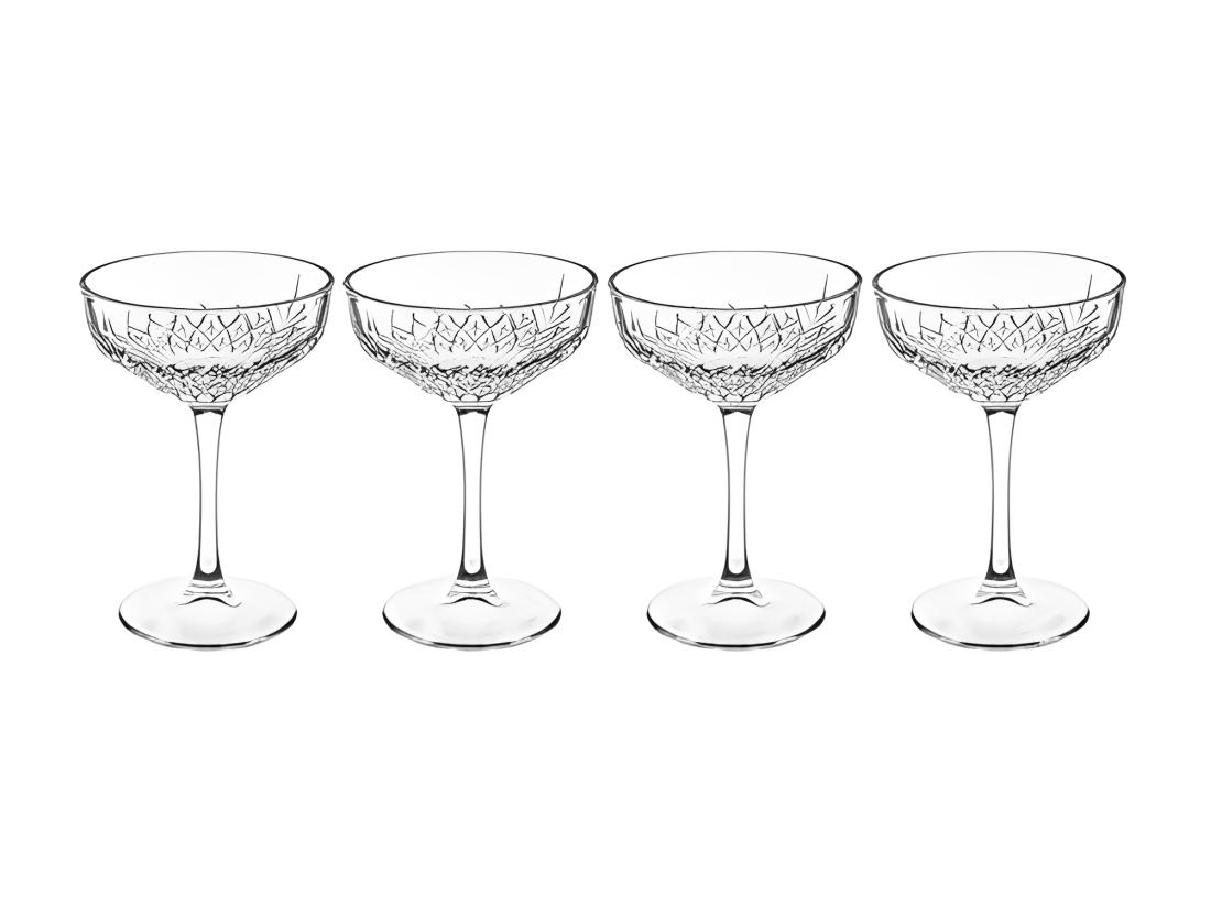 vente unique Lot de 4 coupes de champagne en verre - 25 5 cl
