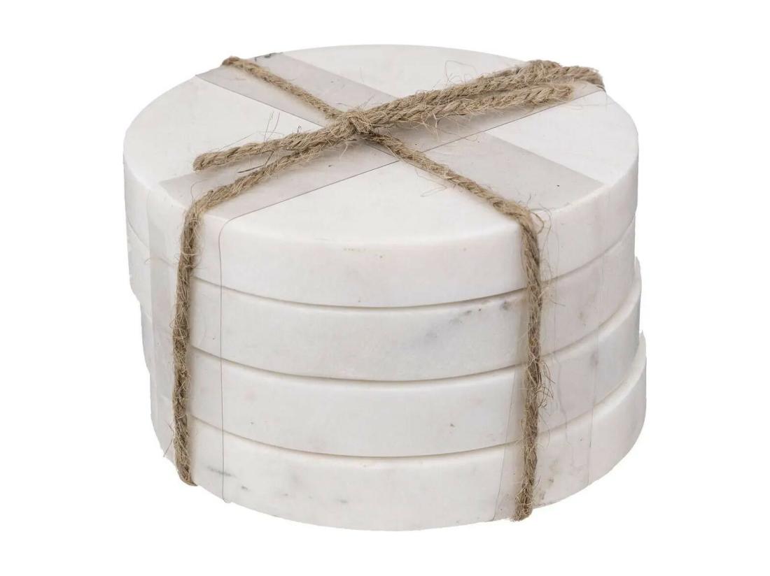 Vente Unique Lot De 4 Dessous De Verre "Sublima" 10cm Blanc