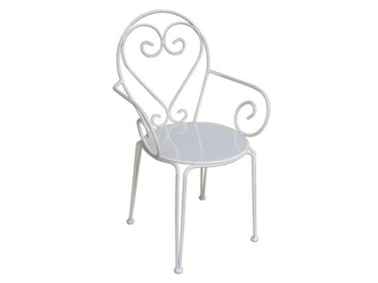 Vente Unique Lot De 4 Fauteuils De Jardin Empilables En Métal Façon Fer Forgé - Blanc - GUERMANTES De MYLIA