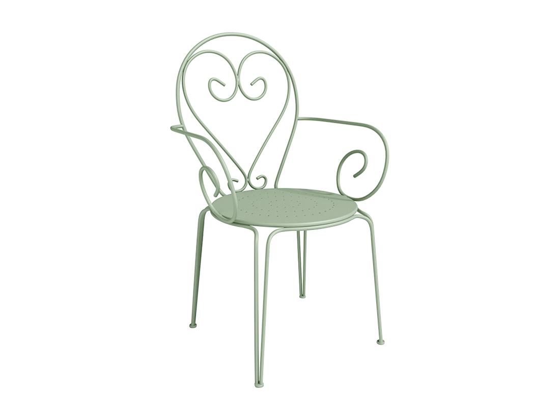 Vente Unique Lot De 4 Fauteuils De Jardin Empilables En Métal Façon Fer Forgé - Vert Amande - GUERMANTES De MYLIA