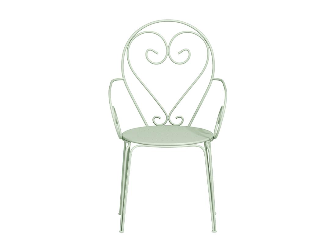 Vente Unique Lot De 4 Fauteuils De Jardin Empilables En Métal Façon Fer Forgé - Vert Amande - GUERMANTES De MYLIA