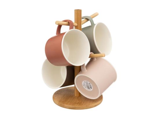 Vente Unique Lot De 4 Mugs Sur Rack "Nature" 38cl Multicolore