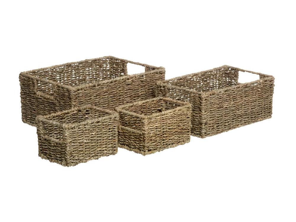 vente unique Lot de 4 Paniers Déco "Seagrass" 32cm Naturel
